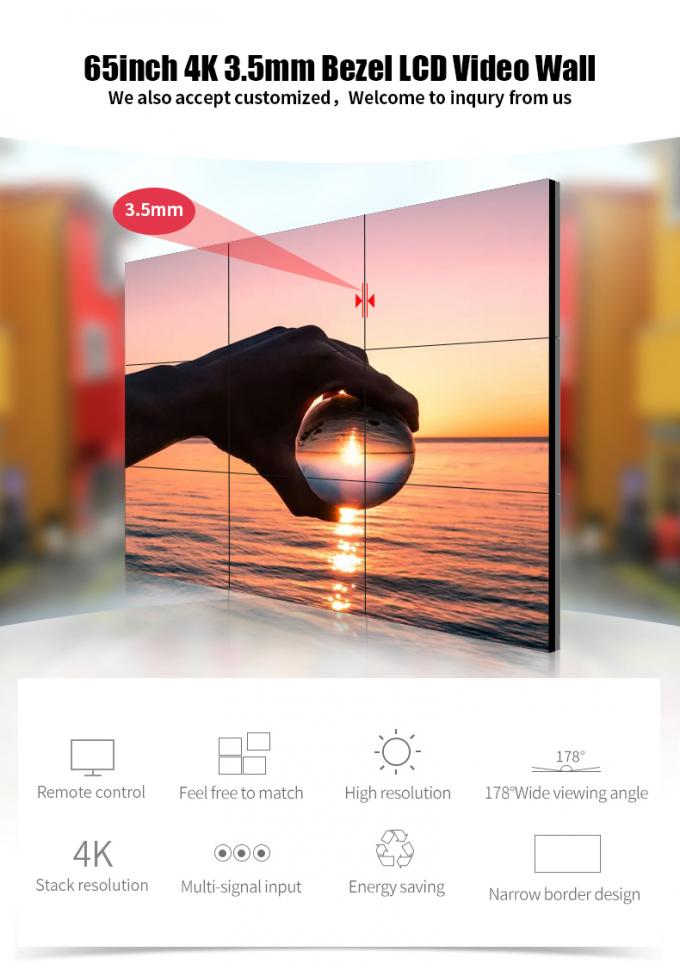65" nahtlose 4K LCD Videowand des schmale Einfassungs-verstärkende Schirm-
