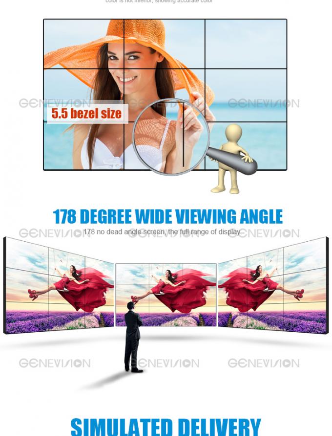 46 Zoll Fernsehwand mit dem Kabinettboden, der Einfassung 5.5mm des Schirmes der Werbung der hohen Helligkeit verstärkende schmale ultra seamles steht