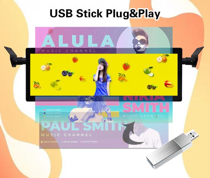 29 Zoll Stretched Bar Deckenmontage Bus Wifi Digital Signage Android Wireless Networking Digital Lcd Monitor mit 4G Option 2