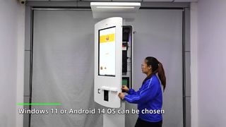 32-Zoll-Selbstbestellungskiosk für den Außenbereich mit LED-Lichtleiste und Regendach