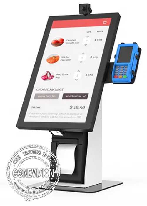 15.6 / 21,5&quot; Cashless Countertop-Selbstservice-Kiosk-Thermal-Drucker QR Code Scanner