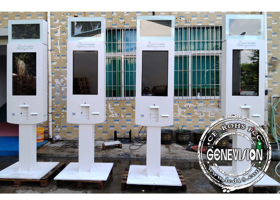 Kamera-Mikrofon Schnellservice-Kiosk mit Drucker Qr-Code-Scanner Logo-Druck