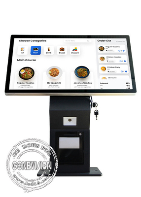 10-Punkte-kapazitiver Touchscreen Selbstbedienungs-Zahlungskiosk mit 24-Zoll-Desktop-Drucker