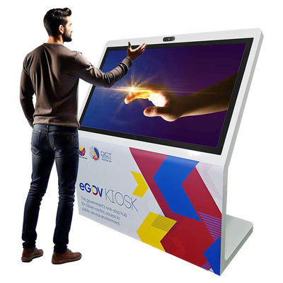 Kamera-Mikrofon eingebaut 55-Zoll-Regierung Wegfindung Touch-Bildschirm-Kiosk mit Logo-Aufkleber