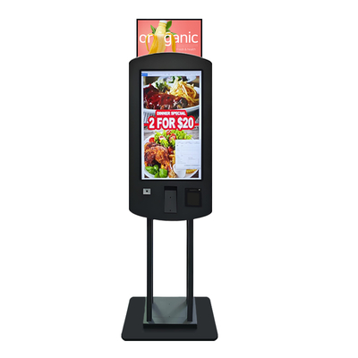 32-Zoll-Kiosk mit doppelseitigem kapazitivem Touchscreen, Nvidia-Chipsatz, LED-Leuchtkasten für Zahlungen und Bestellungen
