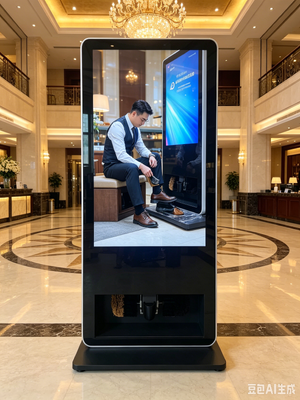 55-Zoll-Android-LCD-Werbekiosk mit eingebautem Schuhputzer für Hotels und Flughäfen