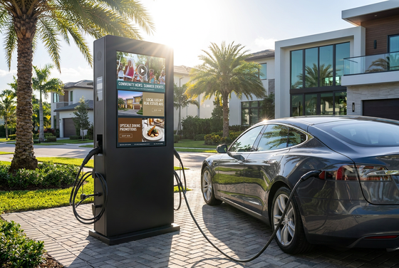 43-Zoll-EV-Ladekiosk mit 2K-LCD-Bildschirm, wasserdicht nach IP65 und OCPP 1.6-Protokollunterstützung