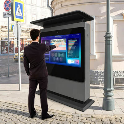 55 Zoll Outdoor Digital Signage Touchscreen Kiosk Totem Windows Android Hochhelligkeit Wasserdichte Werbeanzeige