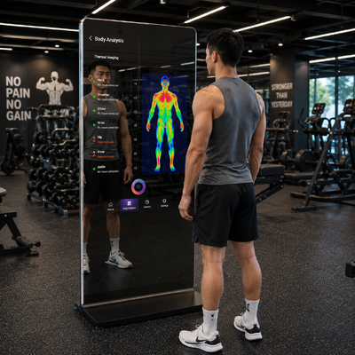 43-Zoll-Spiegelglas-Wärmekamera-LCD-Touchscreen-Kiosk für Sportler