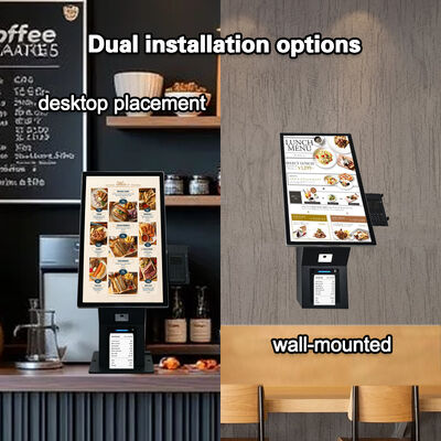 24 Zoll Desktop Wall Mount Selbstzahlung Kiosk mit QR-Code-Scanner und Thermal-Drucker POS Zahlungsterminal