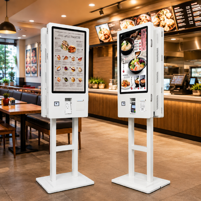 32 Zoll doppelseitiger Selbstbedienungsschirm Kiosk mit thermischem Drucker für Restaurants