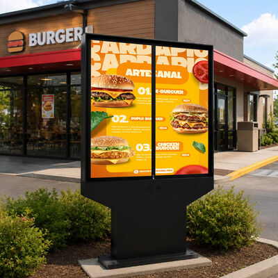 Double-Sided Outdoor Digital Totem with IP66 Waterproof and 700-3500 Nits Sunlight Readable Display