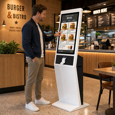 32 Inch Floor Standing Self Service Kiosk with Thermal Printer and Touch Screen Self Ordering Kiosk for Restaurant Payment