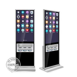 Schwarzes 43 Zoll-Werbungs-Kiosk-Anzeigen mit Handy-drahtlosem Aufladungshalter